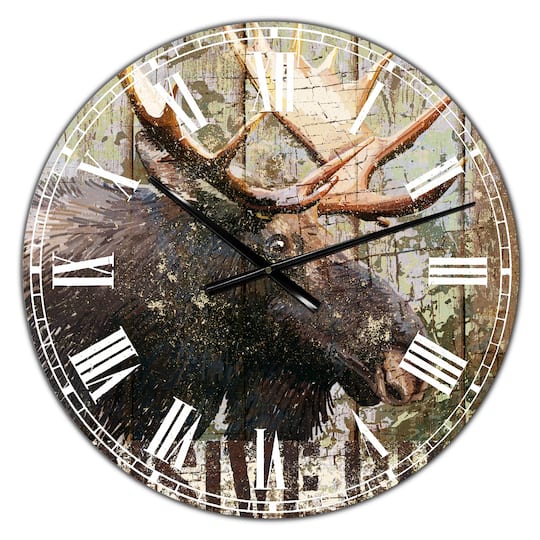 Designart 'Open Season Moose Oversized Traditional Wall Clock